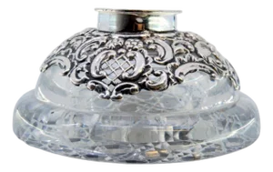 Glass Inkwell with Silver Applications