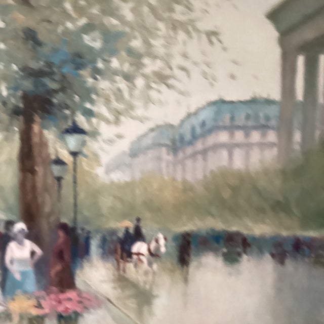 Vintage Impressionist Oil Painting on Canvas “ Paris Streets“ Signed Framed For Sale - Image 4 of 12
