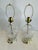 Vintage 1970s Diamond Pattern Lead Crystal Table Lamps, a Pair. This pair of crystal lamps has a cut diamond pattern all...