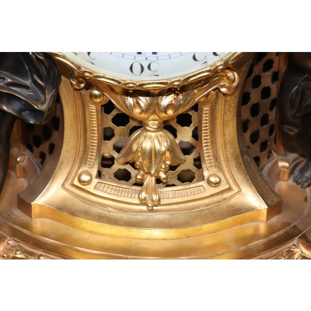 19th C. French Louis XV Style Ormolu & Bronze Clock Set by Balthazard Paris For Sale - Image 13 of 17