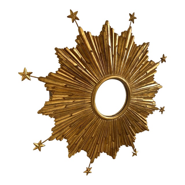 Carver's Gild Starburst Wall Mirror For Sale