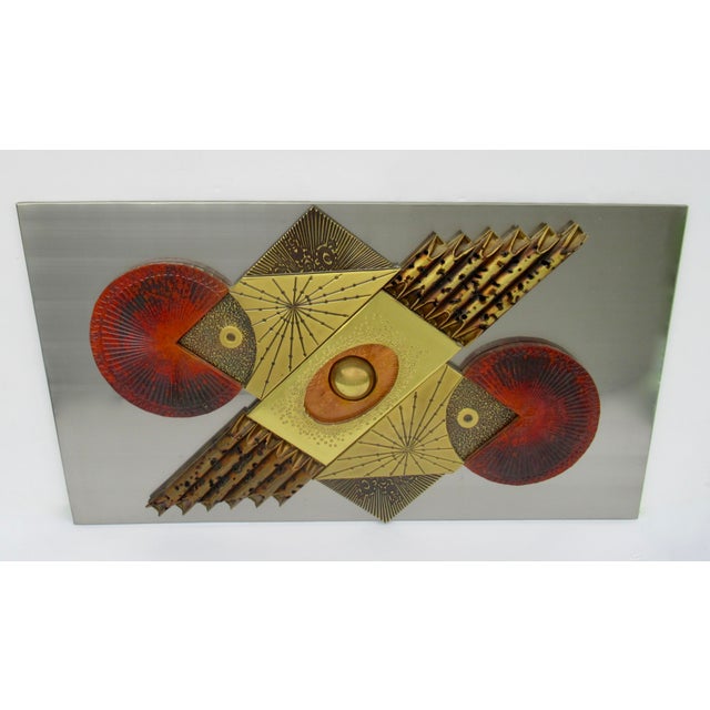Postmodern C.1970's Paul Vanders Attr. Brutalist Metal Wall Art Sculpture For Sale - Image 3 of 12