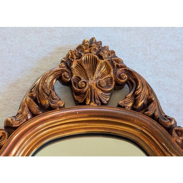 French Pair of Vintage Hollywood Regency Gilt Wall Mirrors With Ornate Rococo Frames For Sale - Image 3 of 8