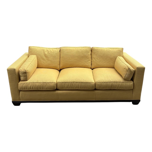 Baker Furniture Modern Tuxedo Sofa in Golden Corduroy – Hollywood Regency Style For Sale