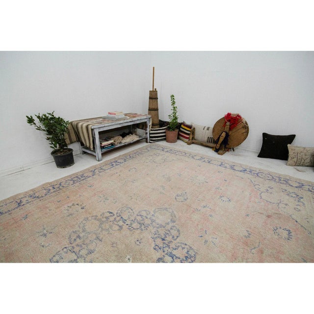 Distressed Vintage Oushak Rug- 8′2″ × 11′8″ For Sale In Los Angeles - Image 6 of 7