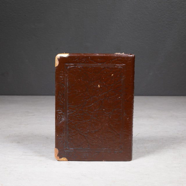 Metal Vintage Leather "Lessons in Thrift" Book Coin Bank c.1920-1930 For Sale - Image 7 of 8