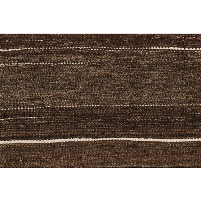 Tribal Vintage Northwest Persian Kilim in Solid Brown With Beige Striae by Rug & Kilim For Sale - Image 3 of 7