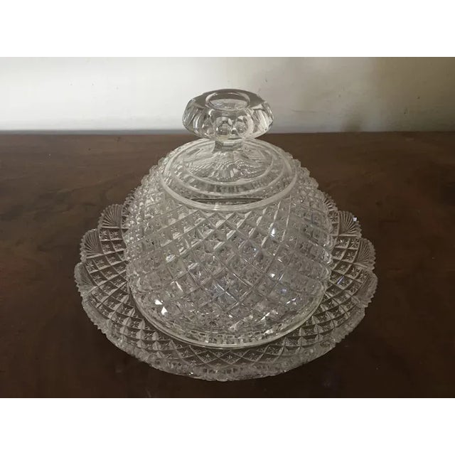 Antique 1890 American Glass Cut Crystal Cheese Dome & Tray For Sale - Image 11 of 12