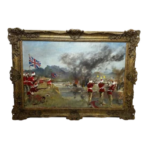 Impressionist Oil Painting Military Battle Kam Dakkha 2nd Afghan War by Francis Russell Flint