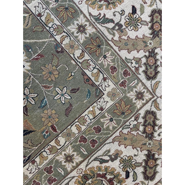 Light Green Indo Persian Tabriz , 102" X 14'2 For Sale - Image 8 of 9