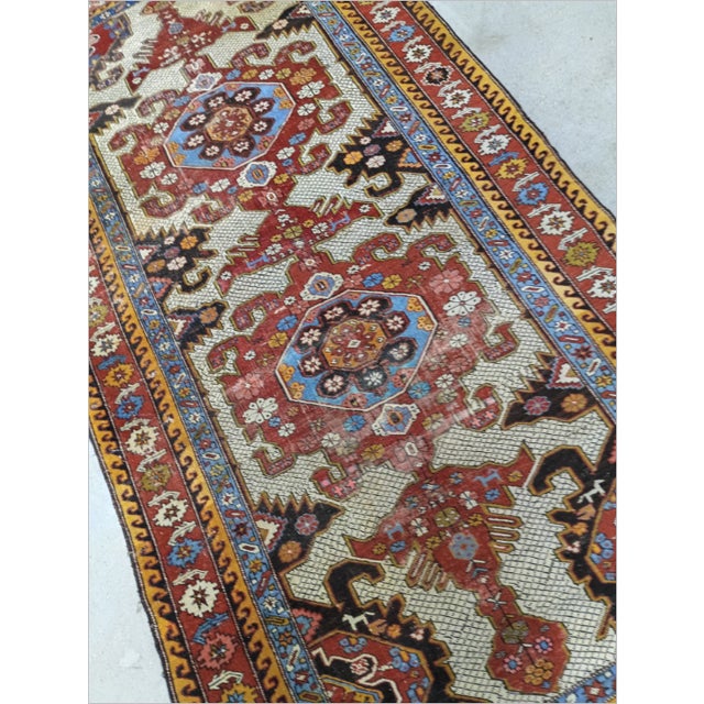 Tribal Antique Hand-Knotted Caucasian Rug 3'10"x 7'8" For Sale - Image 3 of 15
