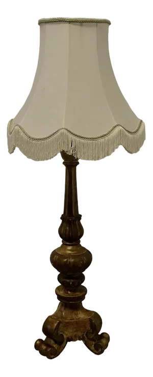 Carved Wooden Gilt Table Lamp, 1920s