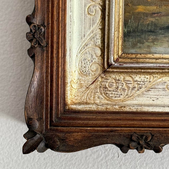 Rustic European Antique Original Oil Painting, Framed signed by artist, P.J. Arent For Sale - Image 3 of 9