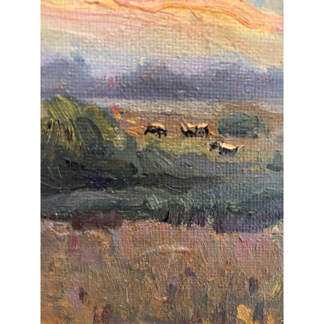 Signed European Impressionist Pastoral Oil Painting With Cows, Framed For Sale In Charlotte - Image 6 of 10