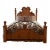 One-of-a-Kind Custom King Bed in Antique German Pine With Carved Scrollwork & Iron For Sale