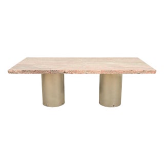Matteo Grassi Style Modern Italian Granite and Steel Double Pedestal Dining Table, Circa 1970s For Sale