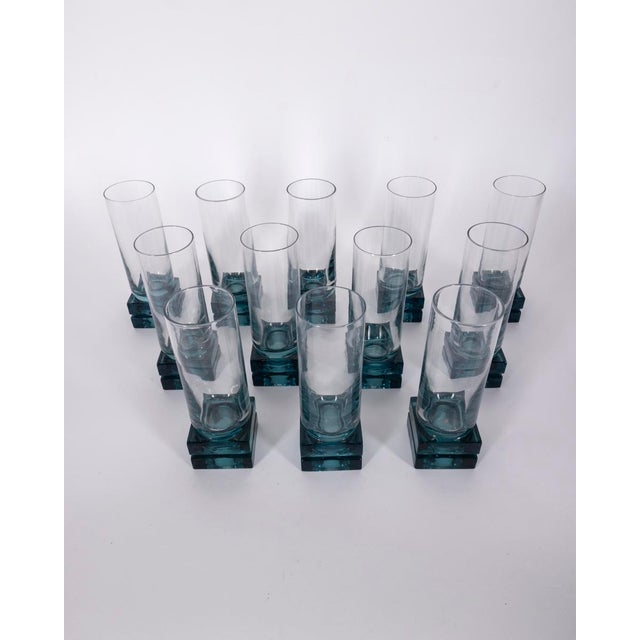 Vintage Italian Blue Crystal Glasses, 1970s, Set of 12 For Sale - Image 3 of 9