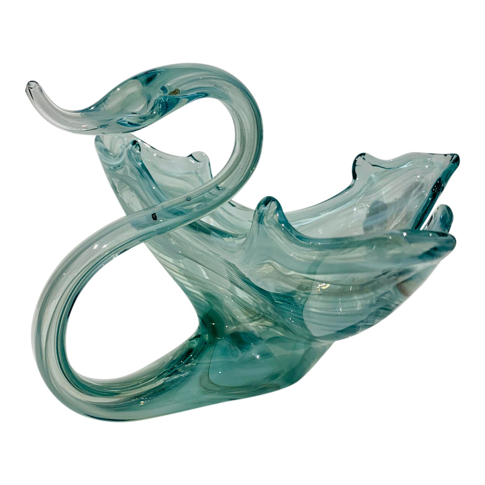 Vintage Blue Murano Glass Swan Bowl Chairish