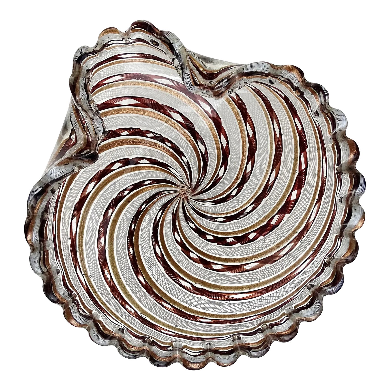 Fratelli Toso Murano Vintage Dark Purple White Copper Aventurine