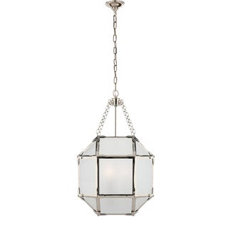 Suzanne Kasler for Visual Comfort Signature Morris Small Lantern in Polished Nickel with Frosted Glass For Sale