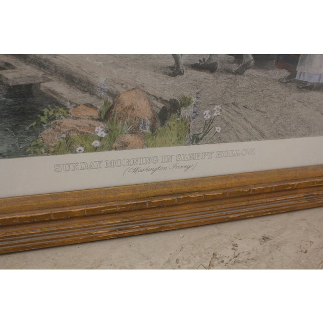 Gold Sunday Morning Sleepy Hollow Vintage Framed Engraving For Sale - Image 8 of 11