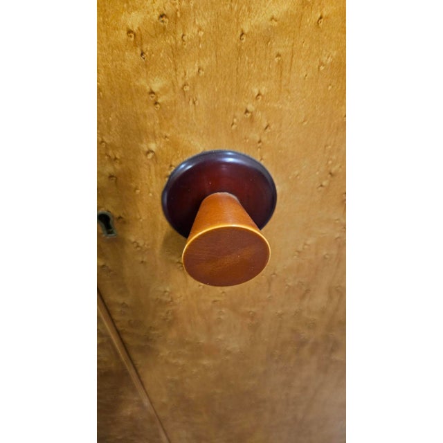 Wood Art Deco Birdseye Maple Wardrobe with Phenolic Handles, 1930s For Sale - Image 7 of 13