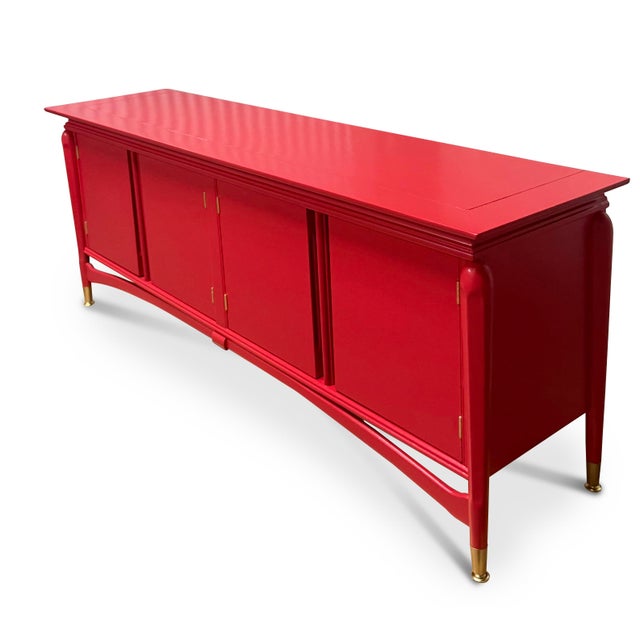 1960s Vintage Sideboard Reimagined in a Rich Scarlett For Sale - Image 5 of 8