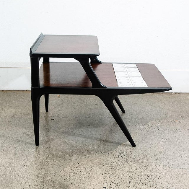 1960s Late 20th Century Mid Century Modern Side Table Lane Cosmopolitan Tile Rosewood Wood Black Step Up For Sale - Image 5 of 12