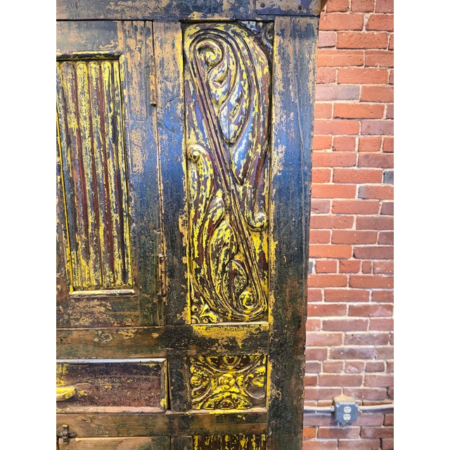 Wood 1980s Antique Style Hand-Carved Artisan Armoire / Hutch For Sale - Image 7 of 10