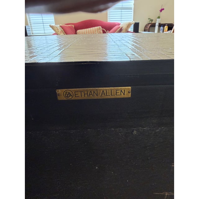 An exquisite example of Ethan Allen’s "Couture" era craftsmanship, this serpentine sideboard combines Hollywood Regency...