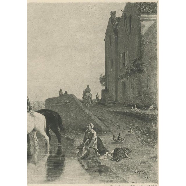 19th Century After Jules Veyrassat, The Watering Place, 1880, Photogravure For Sale - Image 5 of 9