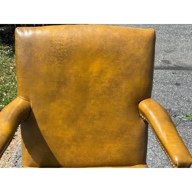 Mustard Very Fine 19th C. Georgian Style Leather Arm Chair in Ochre / Mustard / Green For Sale - Image 8 of 18