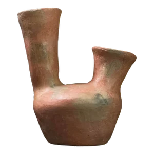 Vintage Modernist Tlahuitoltepec Double Necked Wood Fired Ceramic Vessel
