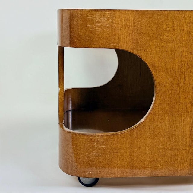 Vintage Space Age Sculptural Coffee Table in Curved Wood, Italy, 1970s For Sale - Image 15 of 18