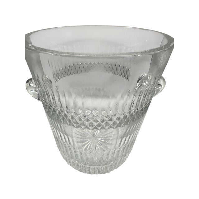Transparent Vintage French Cut Crystal Champagne Bucket For Sale - Image 8 of 12