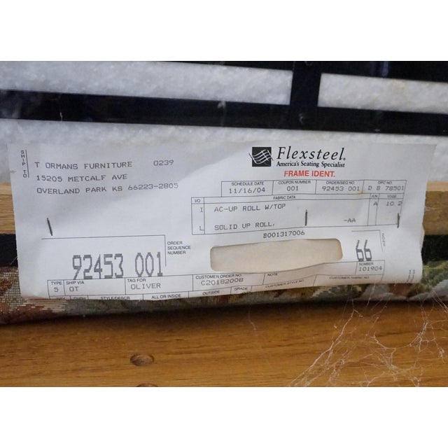 Flexsteel Quarter Sawn Oak Mission Style 82" Sofa W. Floral Upholstered Cushions For Sale - Image 10 of 10