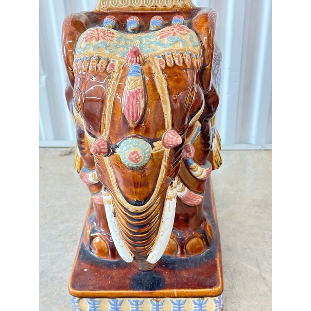 Ceramic Vintage Elephant Garden Stools-a Pair For Sale - Image 7 of 10