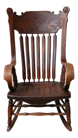Antique Victorian Solid Oak Press Back Rocking Chair