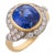 1970s French Gia 8.00 Carat Ceylon Sapphire Diamond 18k Two Tone Gold Cocktail Ring, Size 8.25 For Sale