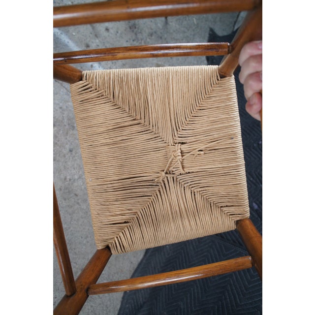2 Antique Shaker Style Maple Woven Rush Country Farmhouse Dining Side Chairs For Sale - Image 12 of 12