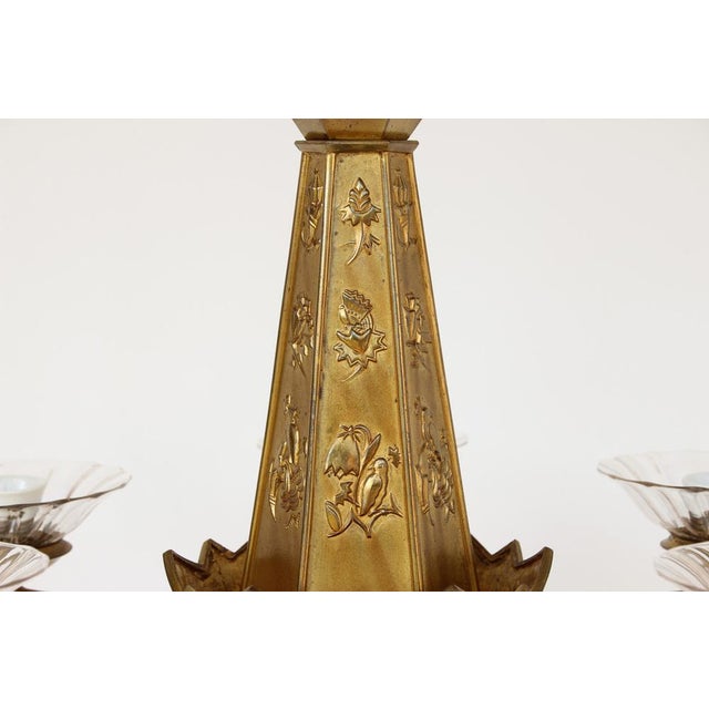 Goldenrod Chandelier with Bird Motifs in the style of Dagobert Peche, 1920s For Sale - Image 8 of 18