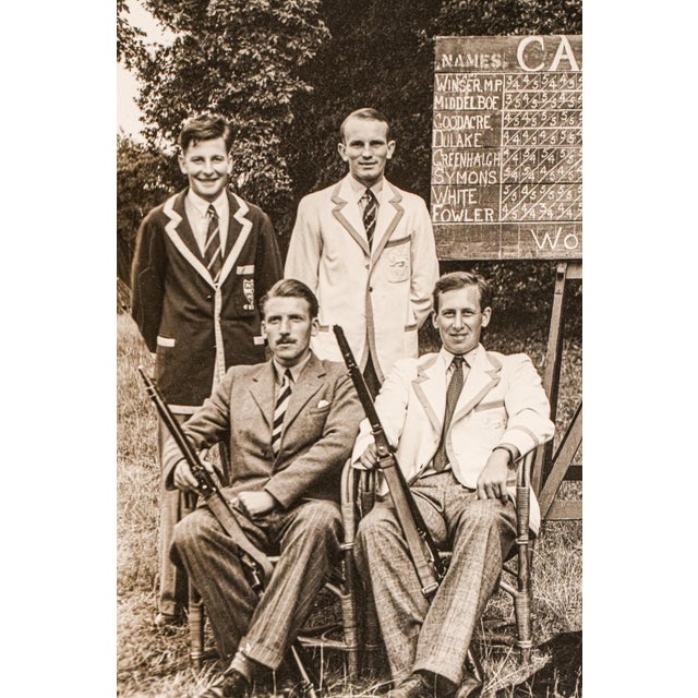 1940s Preppy University of Cambridge Riffle Association Antique Photograph Portrait Trophy Hunting Shooting Country Home Decor For Sale In New York - Image 6 of 14