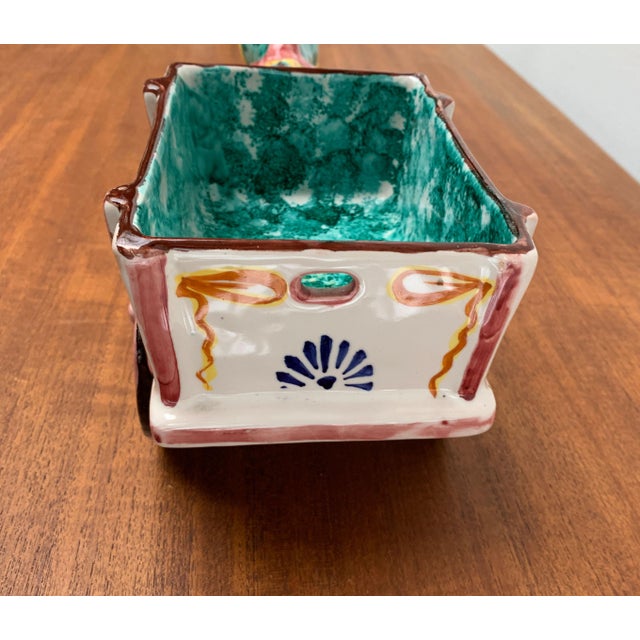 Vintage Italian Handpainted Donkey with Cart Bowl Sculpture from Deruta, Italy For Sale - Image 6 of 18