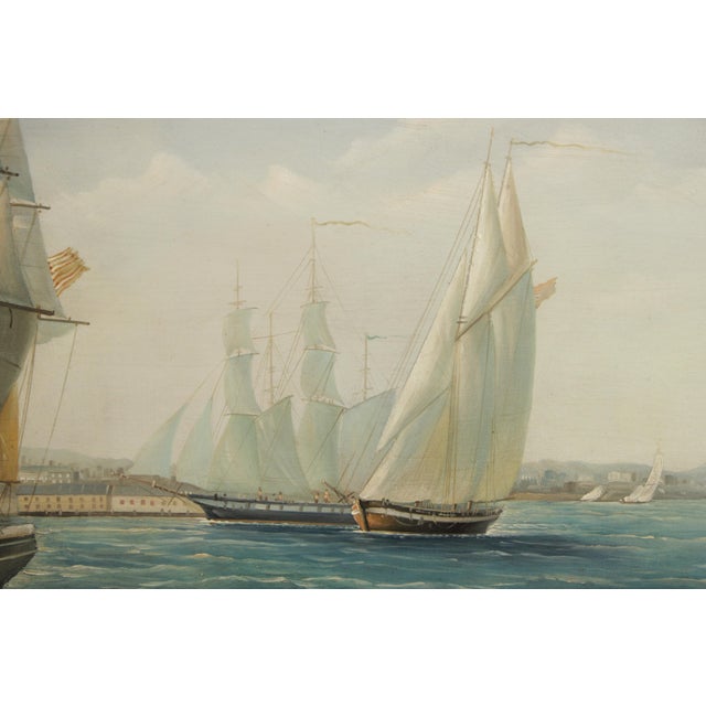 Artist Signed Oil on Canvas Tall Ships Painting For Sale - Image 4 of 14