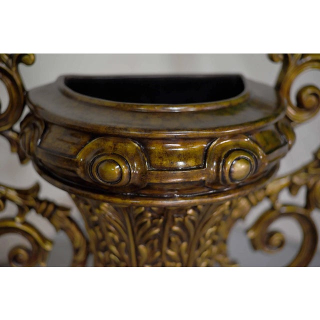 Vintage Contemporary Classical Urn Amphora Decorative Bronze Effect Planters - a Pair For Sale - Image 9 of 13