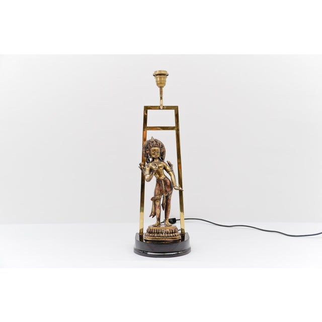 Vintage Tara Buddha Statue Table Lamp, 1960s For Sale - Image 9 of 17