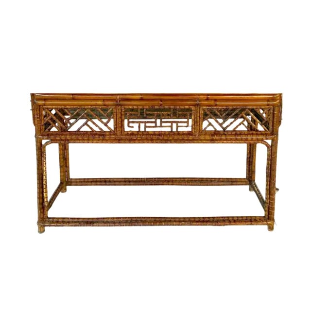 Chinese Chippendale Bamboo Console, Altar Table For Sale In Tampa - Image 6 of 10
