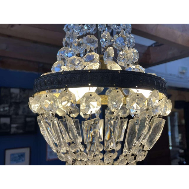 Glass Early 20th Century Hot Air Balloon Chandelier with Crystal Drops For Sale - Image 7 of 11