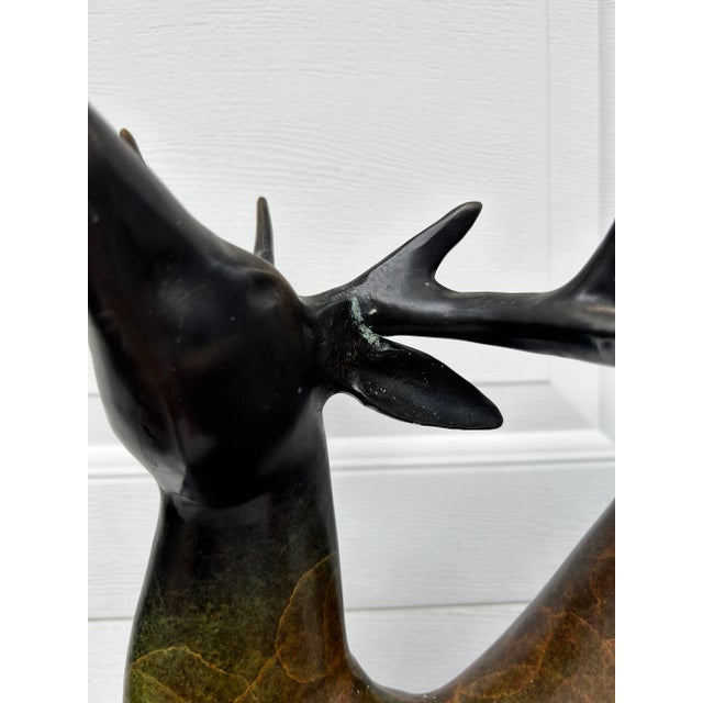 Large Late 20th Century Bronzed Brass Deer Sculpture For Sale - Image 4 of 11