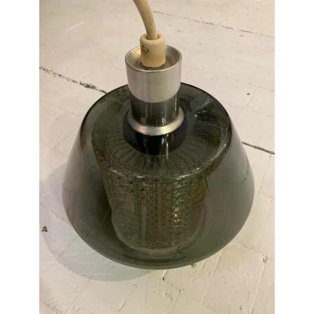 1960s Swedish Smoke Glass and Transparent Textured Glass Pendant Attributed to Carl Fagerlund for Orrefors For Sale In New York - Image 6 of 10